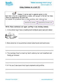 Worksheets for kids - commas-in-a-list-1